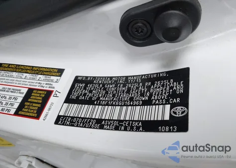 2016 Toyota Camry Se z USA, uszkodzony, nr VIN 4T1BF1FK6GU164969